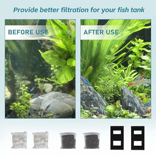 Image of 2 Set Aquarium Filter Media for Fluval SPEC, Betta, EVO and Flex Desktop Aquarium,Includes 2 Carbon Filter Refills, 2 Foam Filter, 2 Ceramic Rings & 1 Filter Cord