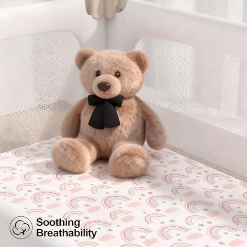 Image of Baby Bassinet Sheets for Baby Boy Girls,4-Pack Fitted Bassinet Sheets Set Compatible with Halo Bassinest Swivel Sleeper,Baby Delight,Angelbliss,32 inchX16 inch (Pink Collection)