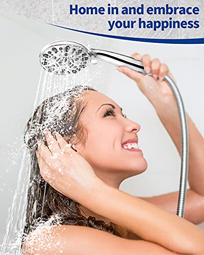 High Pressure Handheld Shower Head Vmasstone 7-Spray Setting Showerhead Kit With 59" Stainless Steel Hose And Adjustable Mount For Showering Enjoyment Even At Low Water Flow (Hm-002 Chrome) #TOP6