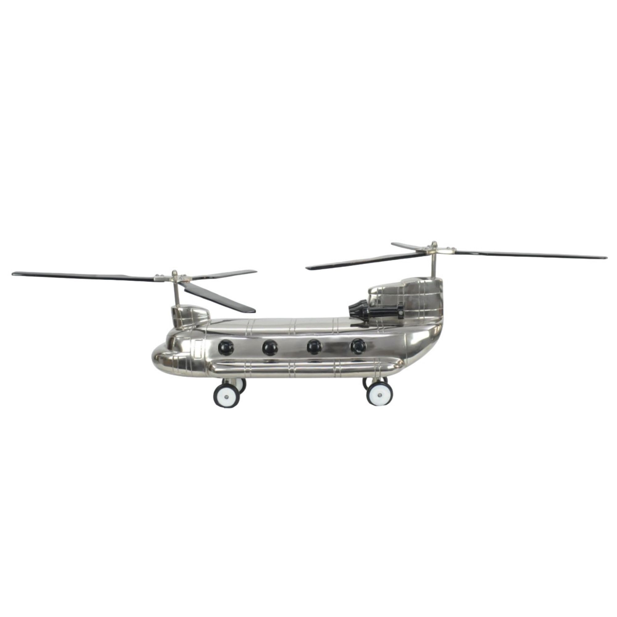 SK Style Chinook Helicopter, Small Aeroplane Ornament, This Iconic Heavy Lift Helicopter Model Is Handmade With A Hand Polished Silver Finish