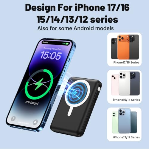 Vexnera Magnetic Portable Charger 10,000mAh, Dual USB-C Wireless Power Bank - image 4