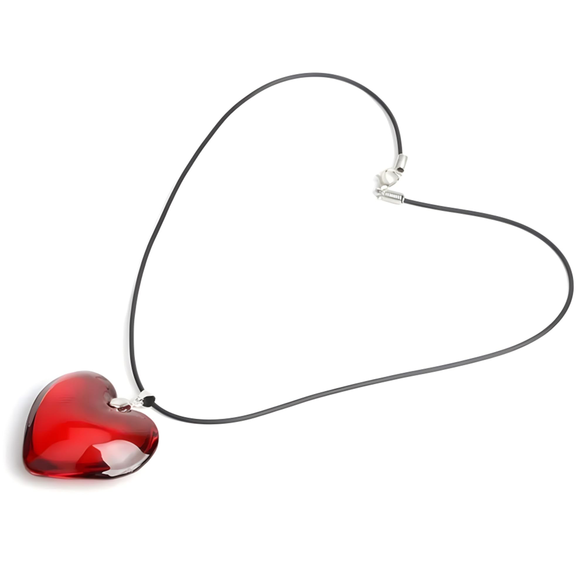 QKEOISUDRed Heart-Shaped Crystal Necklace,Fashion Girl Daily Pendant,Anniversary Valentine's Gift,Trendy Ruby Necklace Festival Gift