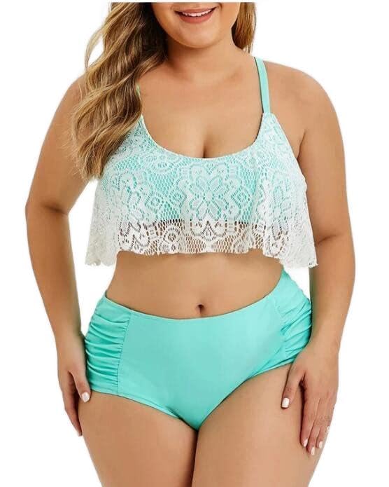 Genérico Bikinis Mujer Bikinis Mujer Talla Grande Traje de baño de Malla Piezas Traje baño Dividido Correas Sexy ñ con Pantalones ñ Bikini Brasileñ (Green, XXL)
