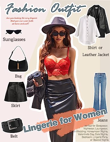 Image of Avidlove Lace Bralettes for Women Y2k Strap Bustier Cami Top V Neck Camisole Lingerie