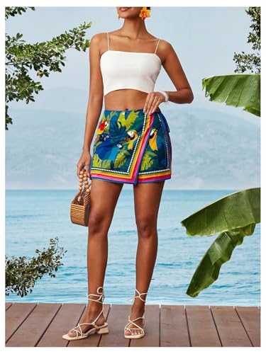 Image of SweatyRocks Women's Boho Mini Skirts Floral Shorts Tie Side Wrap Skorts