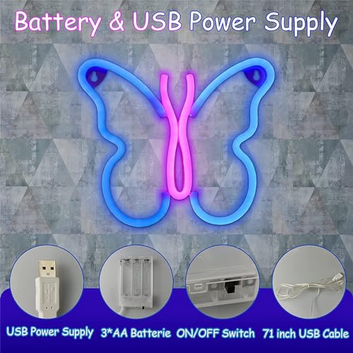 QiaoFei - Luci al neon a forma di farfalla, da