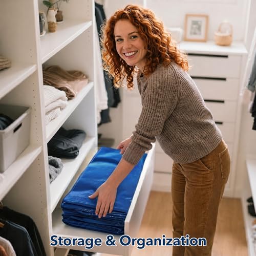 SAVER4ALL Wide-Top-Opening Moving Bags Heavy Duty,Extra Large Moving Bags for Travel/College Packing/Storage/Organization/Seasonal Clothes & Bedding Storage,Moving Supplies Bins (Blue,6Pcs) - image 8