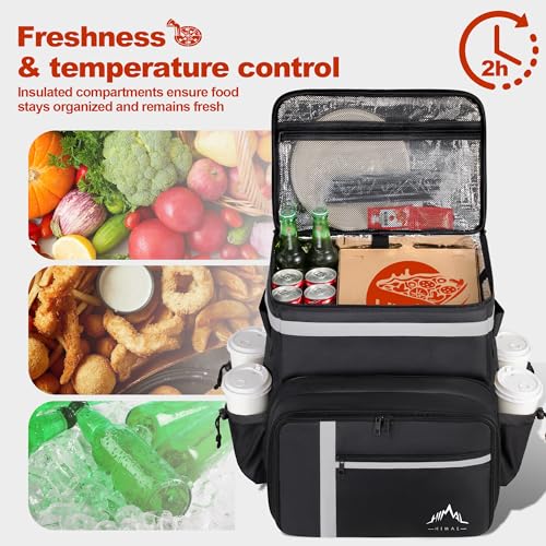 Gohimal Food Delivery Backpack,Insulated Food Delivery Bags For Delivery Bike,Large Pizza Delivery Bag For Hot/Cold With 4 Pockets Reflective Perfect For Uber Eats,Camping & Beach thumb #1