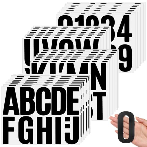Image of Qilery 32 Sheets 4 Inch Letter and Number Stickers Self Adhesive Vinyl Letters Alphabet Stickers Big Font Letters Number Tags for School Classroom Home Mailbox Decor (Black)