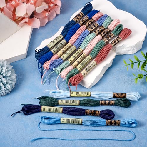 Image of FASHEWELRY 105 Yards Crewel Cross Stitch Floss for Jewelry Making, 1mm Polyester Embroidery Floss Thread Embroidery Thread Bulk for Bracelet Knitting Stitch Supply (Rainbow)