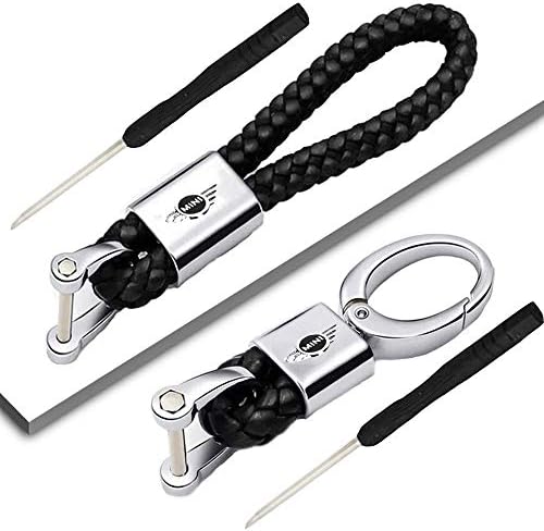 VILLSION 2Pack Genuine Leather Key Chain Car Logo Keychain Auto Decoration Gift