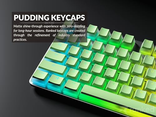 Image of Ranked Pudding PBT Keycaps | 112 Double Shot Translucent ANSI US and ISO Layout | OEM Profile for RGB Mechanical Gaming Keyboard (Pistachio)