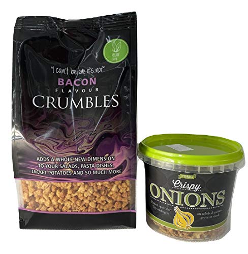 Tocino Bits Crumbles & Cebolla crujiente Toppings ideal para ensaladas, platos de pasta, patatas o para cocinar.