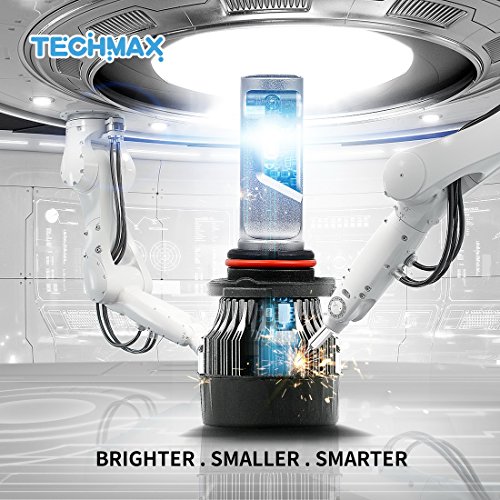 TECHMAX Mini 9005 LED Headlight Bulbs,60W 10000Lm 4700Lux 6500K Cool White Extremely Bright 30mm Heatsink Base CREE Chips HB3 Conversion Kit of 2
