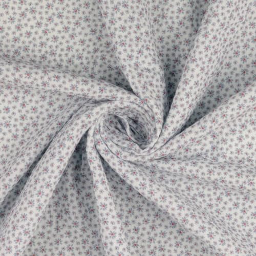 Tissu mousseline de coton double gaze denim motif marguerites en rouleau de 10m
