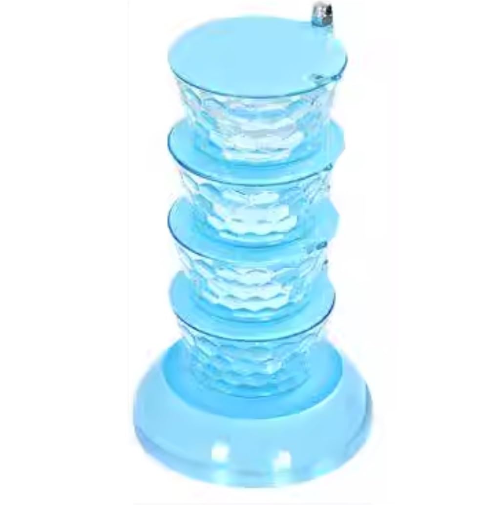 Gewürze Aufbewahrung Gewürzflasche Für Die Küche, Vertikal, Drehbar, Gewürzbox, Transparentes Gewürzflaschen-Set, Salztopf, Saucenglas Gewurzglaeser Gewürzglas(Blue,4-Tier)