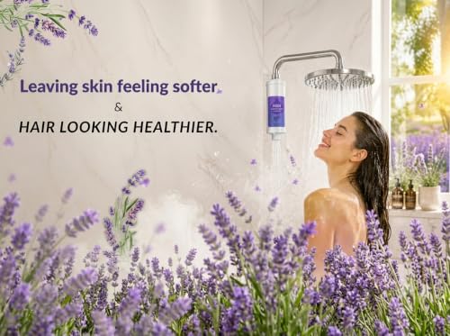 Image of Grofilo Vitamin Shower Filter Lavender | Made in South Korea | Vitamin C & Glycerin | Hard Water Shower Filter | Removes Chlorine, Rust & Odor | Soft Skin, Smooth Hair | Aromatherapy