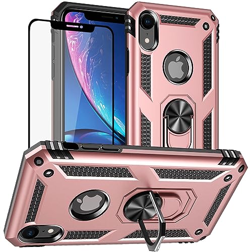 Coque iPhone XR antichoc Yiakeng et film écran de protection rose doré