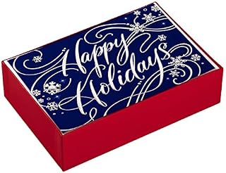 Hallmark Boxed Holiday Cards, Happy Holidays (40 Blue and Silver Cards with Envelopes)