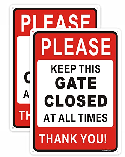Vintage-Metallschild 'Please Keep Gate Closed' - 12,7x25,4 Cm, Shabby-Chic, Mit Seil