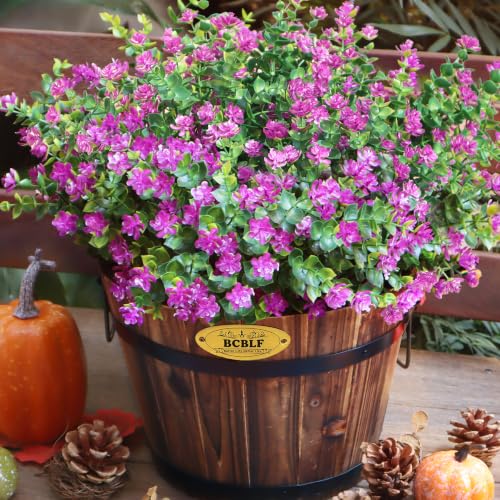BCBLF Artificial Flowers Outdoors, 12 Bundles Fake Flowers UV-Anti for Decoration Faux Plastic Plants Garden Porch Window Box Décor, Fuchsia‌