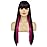 Swiking Black Mix Rose Red Long Straight Wig with Bangs Silky Synthetic Replacement Hair Wig Heat Resisting Two Color Daily Party Cosplay Wigs