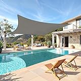 TasticTotes Rectangle Sun Shade Sail - 8' x 10', 95% UV Blockage, HDPE Sunshades for Outdoor Patio, Yard, Deck, Garden, Lawn, Permeable Awnings for Patio Shade with Reinforced Corners & Ropes (Gray)