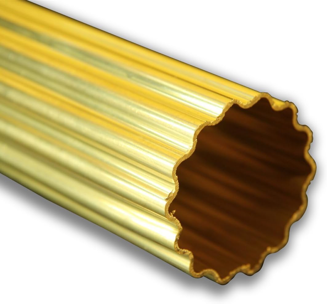 Tubo in Ottone Scanalato 30 mm x 1 mm Trafilato Grezzo Made in Italy per Lampade Arredo Illuminazione