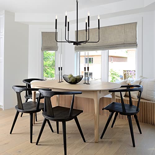 Black Chandelier For Dining Room, 6-Light Farmhouse Modern Chandelier Pendant Lights Kitchen Island, Rustic Industrial Metal Candle Hanging Light Fixtures For Bedroom, Foyer And Living Room #TOP1