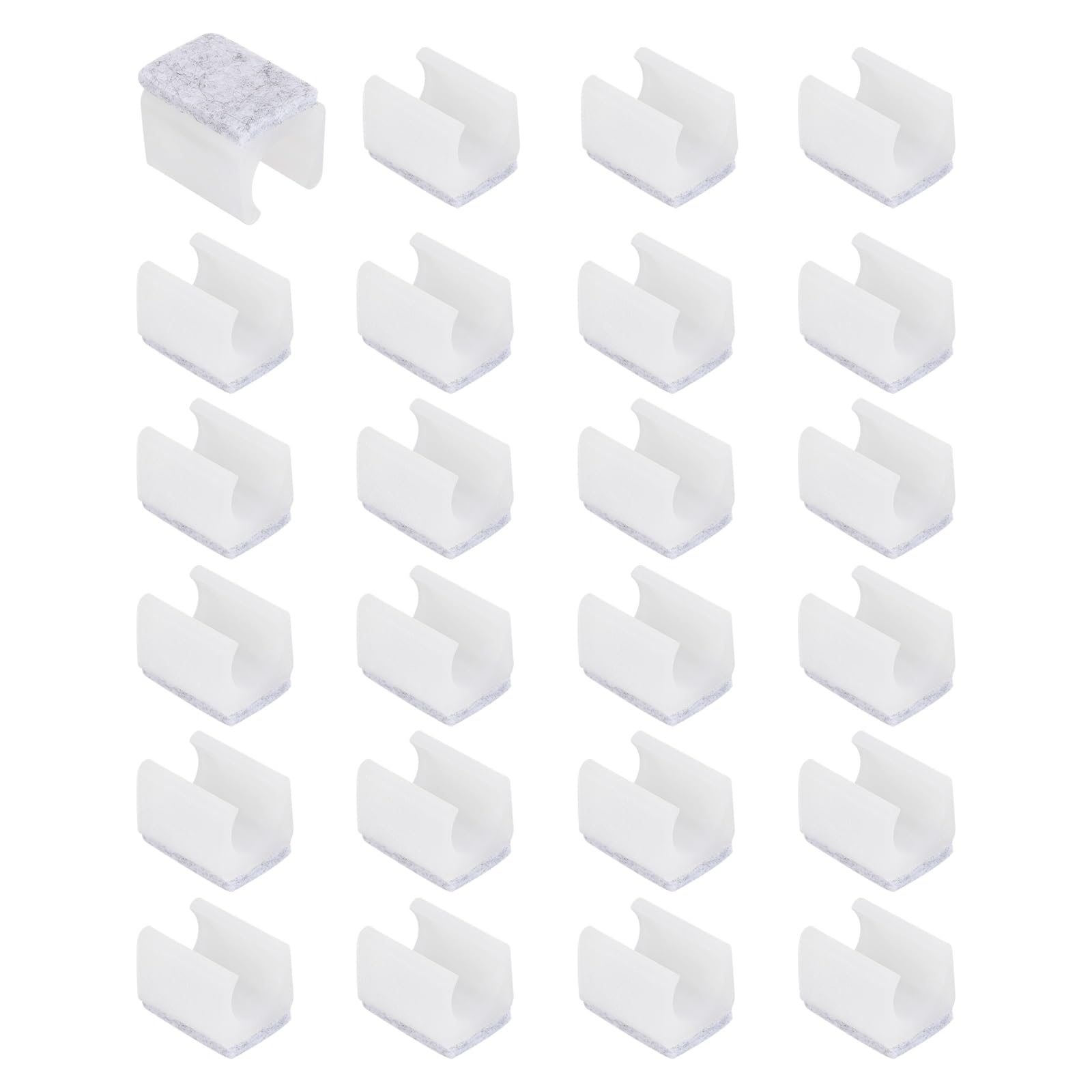 sourcing map 24 Pcs Rectangle U Shaped Chair Leg Caps with Felt Pads, Fit 16mm Dia Tubular Legs, Slide Smoothly Furniture Feet Protectors No Scratches No Noise for Hardwood Floors, White