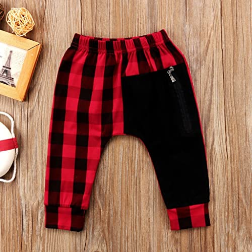 Boys Dress Jacket Plaid Printed Long Pants with Zipper Pocket Trousers2