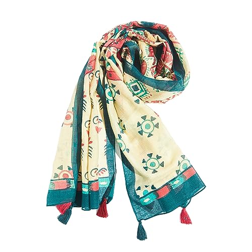 Image of Chumbak Viscose Scarf For Women|Lightweight Neck Stole /Wrap And Head Cover For Girls|Sun Protection Scarf For Women|Stylish Ladies Fashion Accessory, Female, Multicolor
