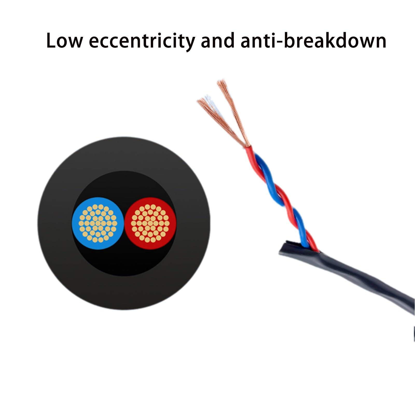 Ekranowany kabel alarmowy, 2-żyłowy skrętkowy ekranowany kabel miedziany 0,3-1, mm² z trudnopalnym PVC(45ft,1mm2-2c)