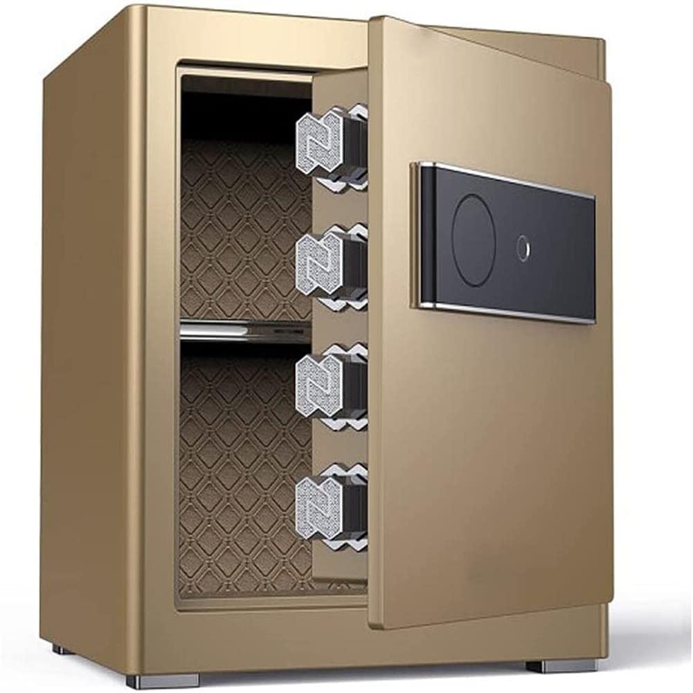 Archivador electrónico impermeable ignífugo, multicapa, con huellas dactilares y contraseña, para oficina en casa, almacenamiento seguro para dinero en efectivo y documentos (dorado)