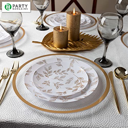 Party Bargains 13" In Charger Plates [16 Pack] Clear, Gold Rim. Disposable Heavy Duty Plastic Dinner Chargers. Durable Heavy Weight Charger Service Plates. Tableware For Weddings, Formal Events. #TOP3