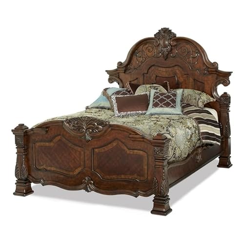 Michael Amini Windsor Court Four Poster, California King, Vintage Fruitwood #TOP1