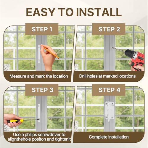 4 Pcs Window Locks, Replacement Window Locks, Sliding Window Sash Locks, Durable White Cam Locks for Single and Double-Hung Windows, Secure Vertical and Horizontal Sliding Window Installation - Thumbnail 4
