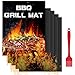 KDWOA Estera de Barbacoa,100% Antiadherente PTFE teflón Hoja para Parrilla de Gas,FDA-Certificated,Fácil de Limpiar,Reutilizable Resistente al Calor BBQ Grill Mat.(5 PCS+1 Cepillo，40x33cm)