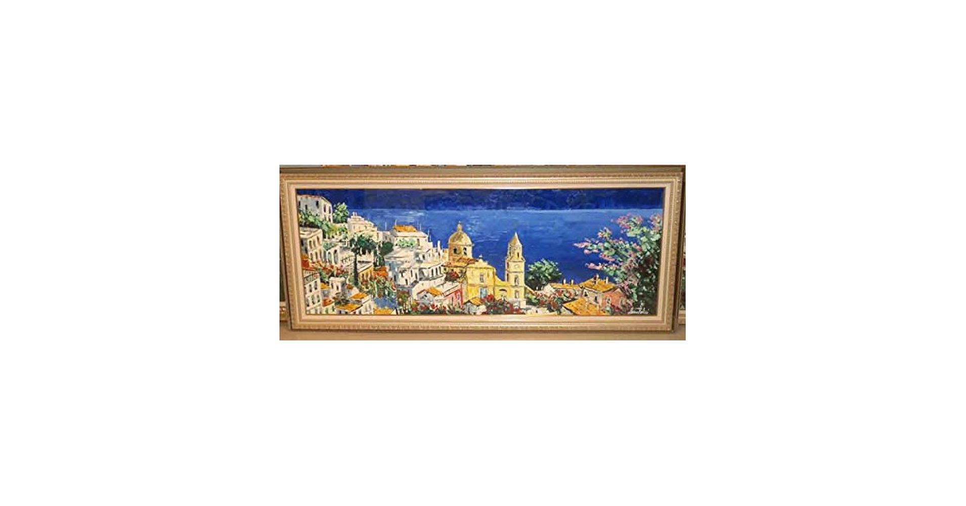 ORIGNIAL Enrico Varriale 夏のアマルフィー港　油彩 ORIGNIAL Enrico Varriale 夏のアマルフィー港 油彩 ORIGNIAL
