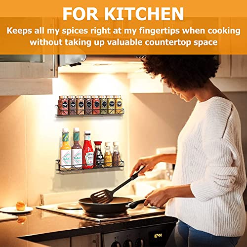 Image of MNH ART4 Tier Bathroom Floating Shelves Organizer Wall Mount Spice Rack for Kitchen Storage for Cabinet & Drawer Spice Rack Set for Kitchen (Vintage)