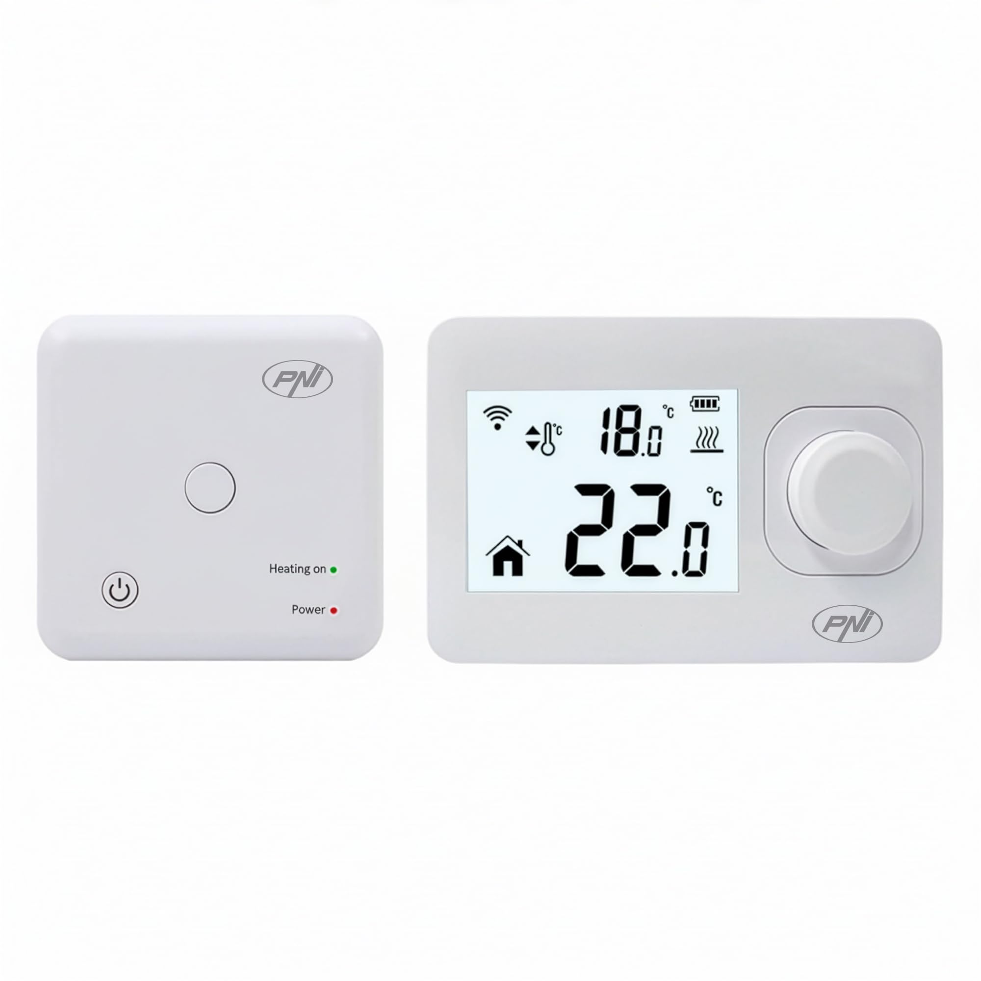 PNI CT22 wireless thermostat for heating systems, 0.2°C hysteresis, illuminated display.
