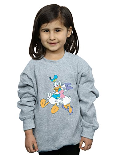Disney Girls Donald And Daisy Duck Kiss Sweatshirt Sport Grey 9-11 Years