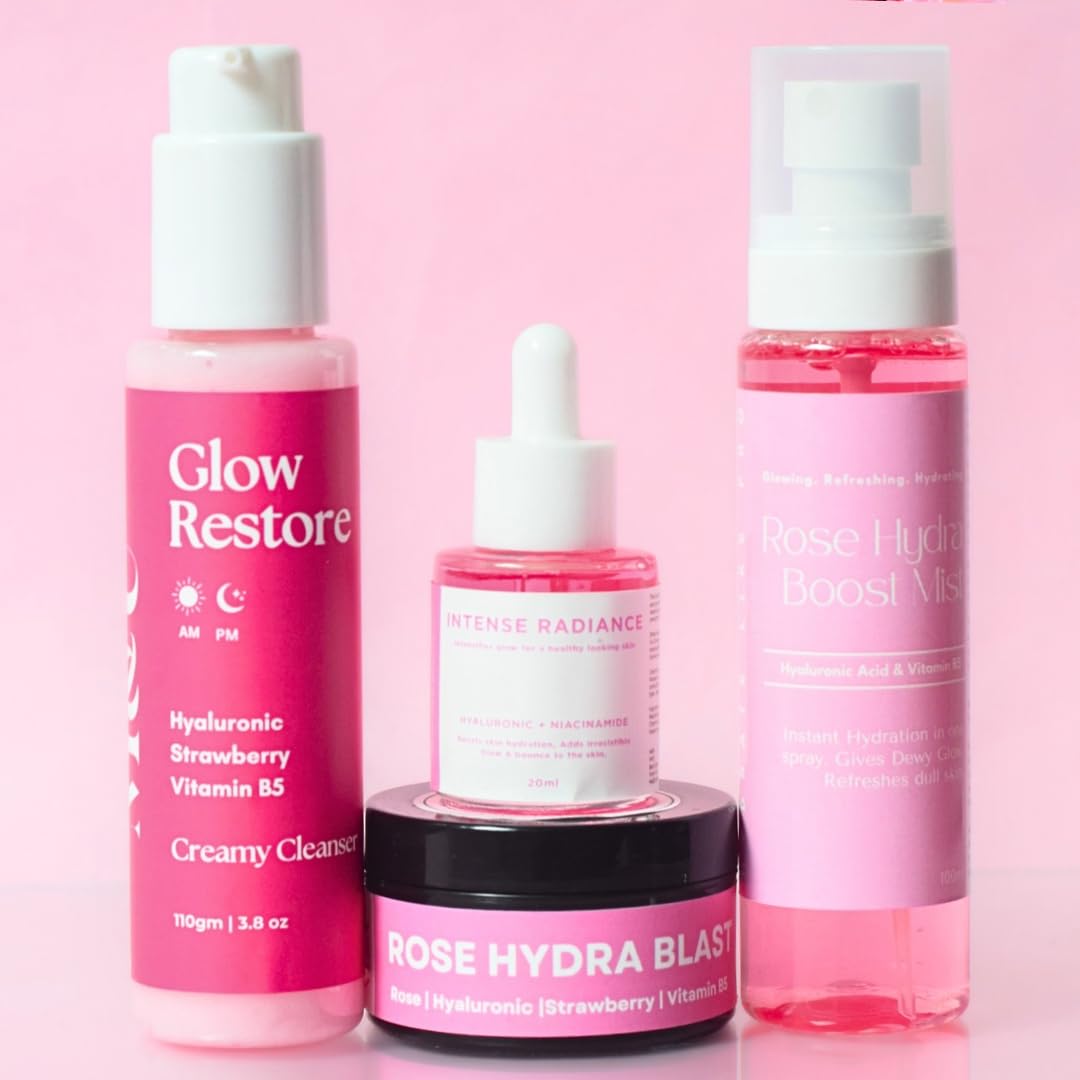 M & U Glow Restore Combo kit | For Dry, Normal &Sensitive Skin| With Vitamin B5, Hyaluronic Acid|For Women &Men | Set of 4