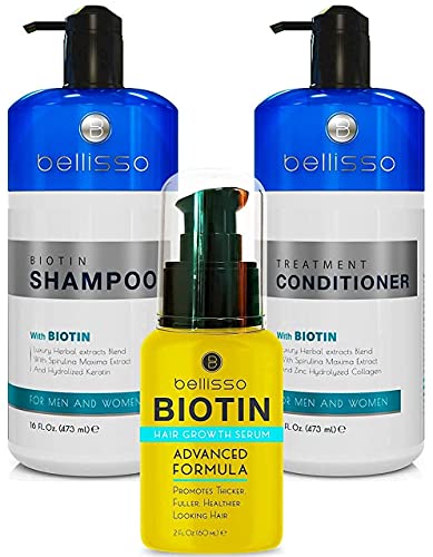 Biotin Shampoo and Conditioner and Biotin Serum for Hair Growth - Thickening Anti Hair Loss Shampoo Treatment - Regrowth Shampoo & Conditioner & Serum for Dry Normal Oily & Color Treated Hair