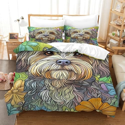 Housse de couette microfibre inaltérable motif chien 3D double
