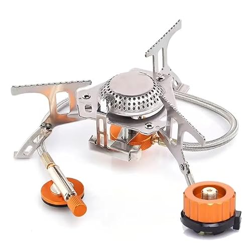 Portable Camping Gas Stove with Carrying Case, 3000W, Built In Igniter, Foldable, Stainless Steel and Copper, Flame Control Valve, Includes Pipe and Adapter - Image 2