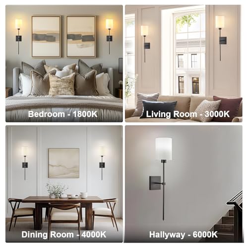 Image of Battery Operated Wall Sconce Set of Two,Wireless Rechargeable Wall Lights With Remote Control,Dimmable,4 CCT,RGB,Timer,Cordless Decor Lighting for Living Room, Bedroom, Entryway,Black, 26.8 Inch