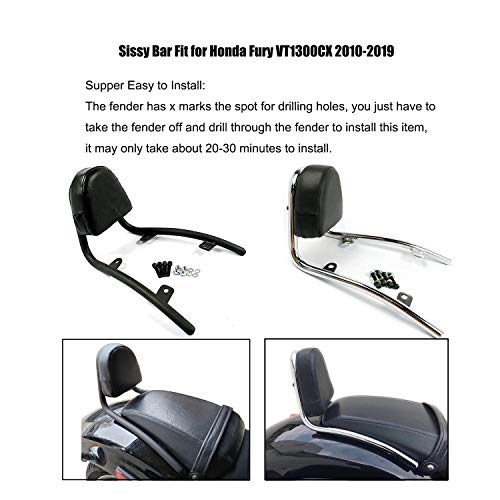 Copart Chrome Passenger Backrest Sissy Bar For Honda Fury Vt1300Cx 2010-2019 2018 2017 2016 2015 #TOP1