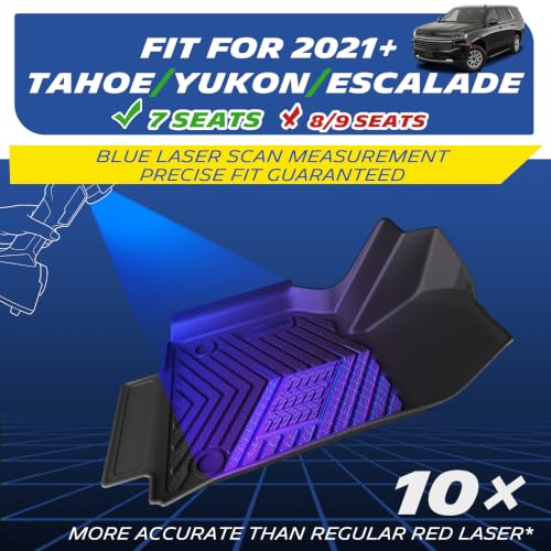 Image of Michelin Vehicle Mats for 2021-2026 Tahoe /Yukon /Escalade 7-Seater (7 Piece) | Not Fit GMC Yukon XL /Cadillac Escalade ESV or 8 /9-Seater, All-Weather TPE Custom Fit Liner, Premier