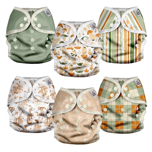 Image of Mama Koala Reusable Adjustable Cloth Diaper Covers with Double Gusset for Girls and Boys, Snap Closure, Size M (Vibrant Mush-M)